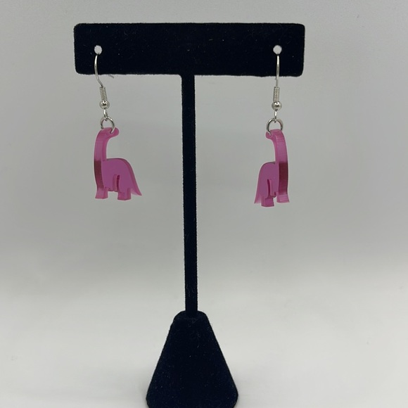 Super cute pink dinosaur fashion earrings NEW - Picture 5 of 8